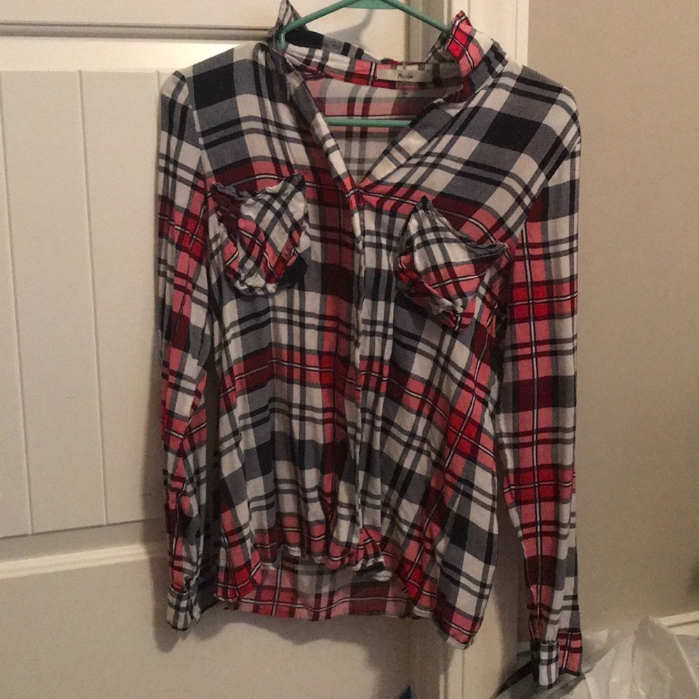 Navy blue and pink lightweight flannel